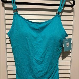 Blue Textured swim tankini top